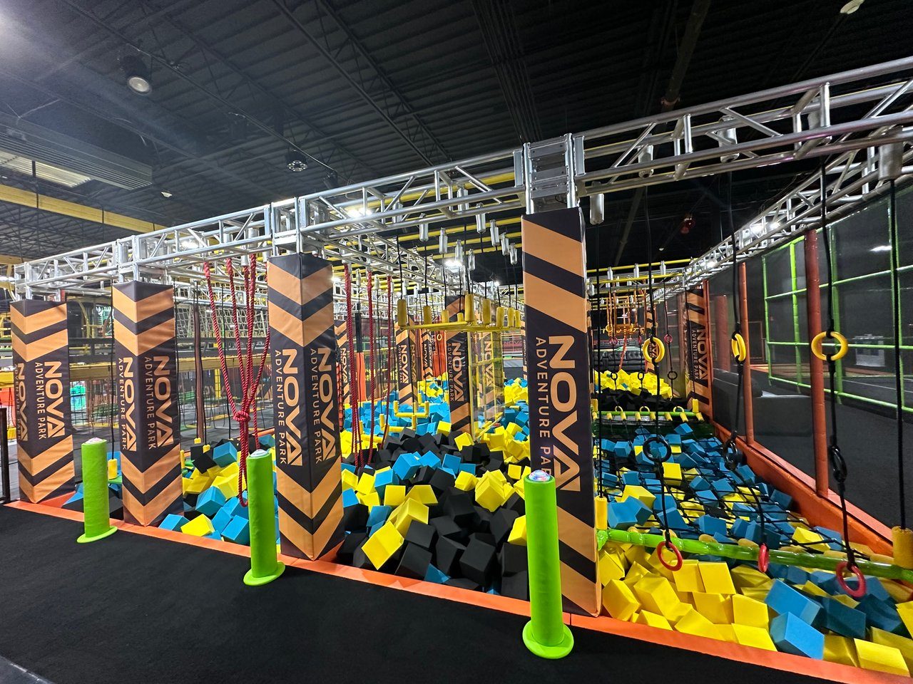 Foam pit and ninja obstacles at Nova Adventure Park Reading