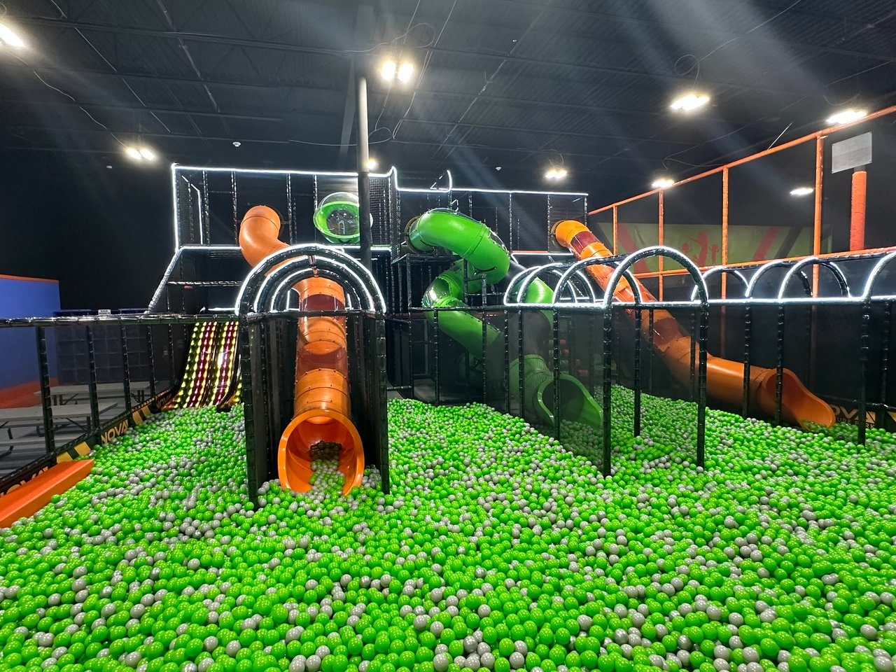 Indoor playground with ball pit and slides at Nova Adventure Park Reading